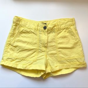 H&M Size 2 Linen Cotton Shorts Yellow